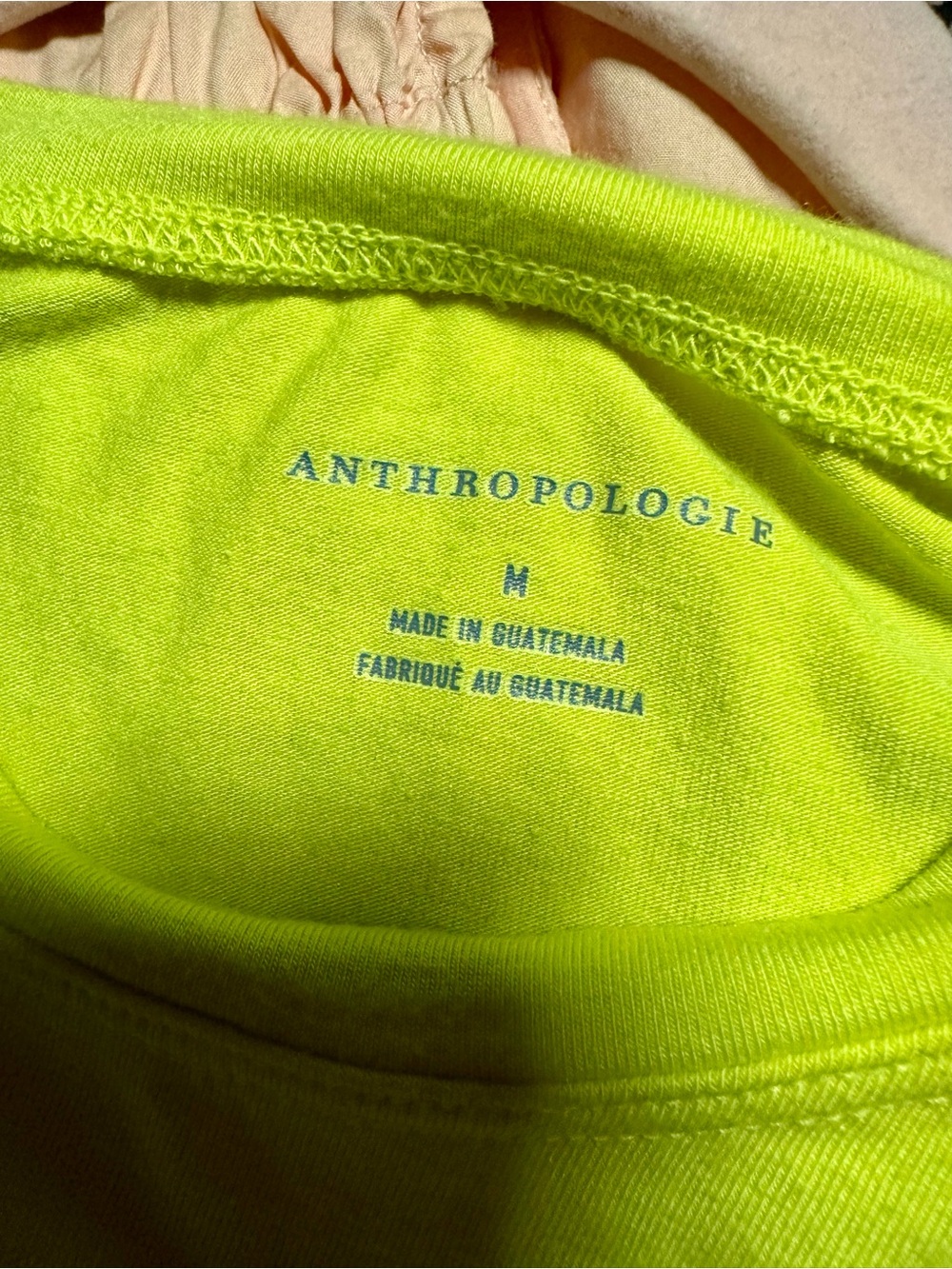 Anthropologie Bright Neon Yellow Crewneck Tee - Picture 2 of 6